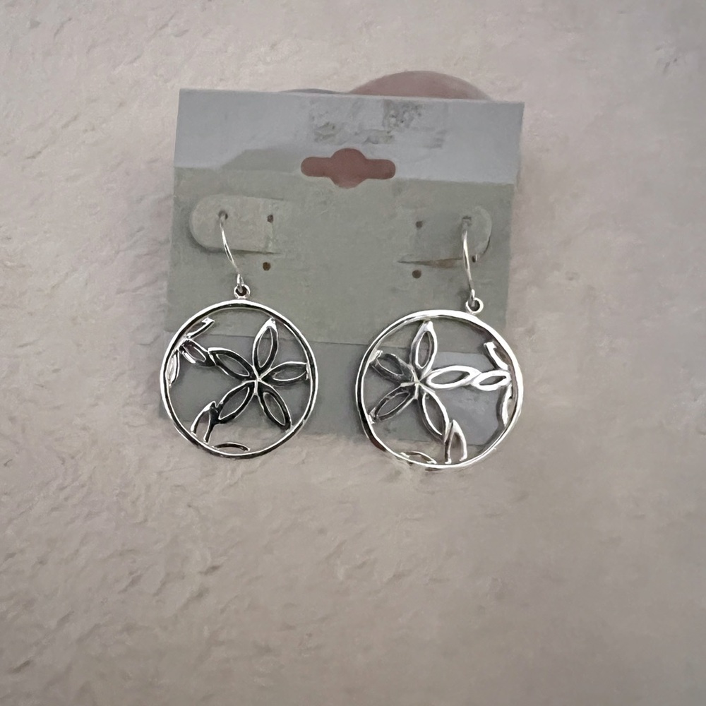 Sale* Nwot Solid Sterling Silver Flower Dangle Ea… - image 1